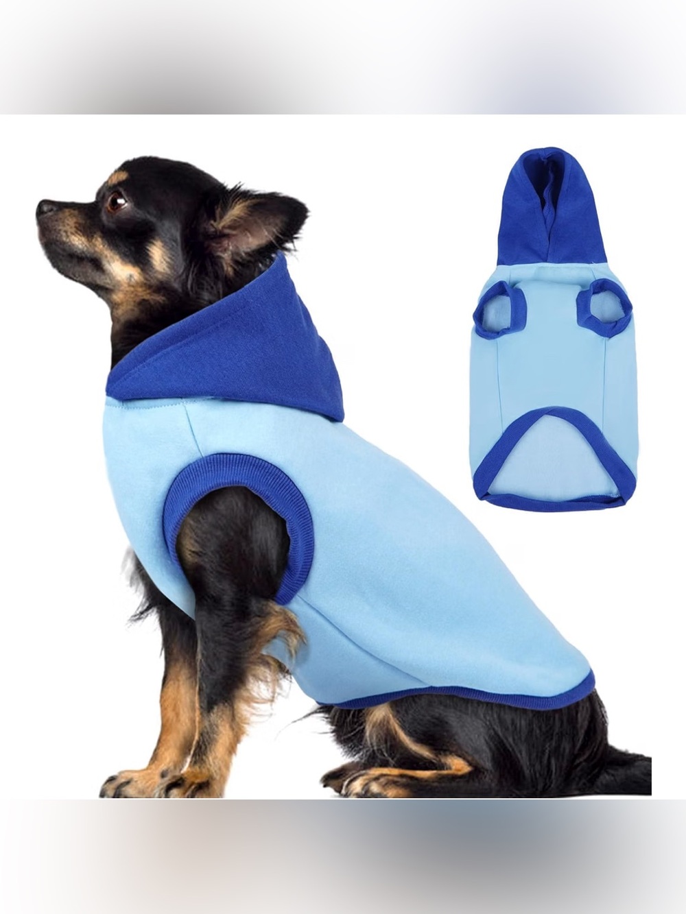 NWOT-  NEW Medium Blue Fleece Dog Hoodie - Lightweight Pet Sweatshirt